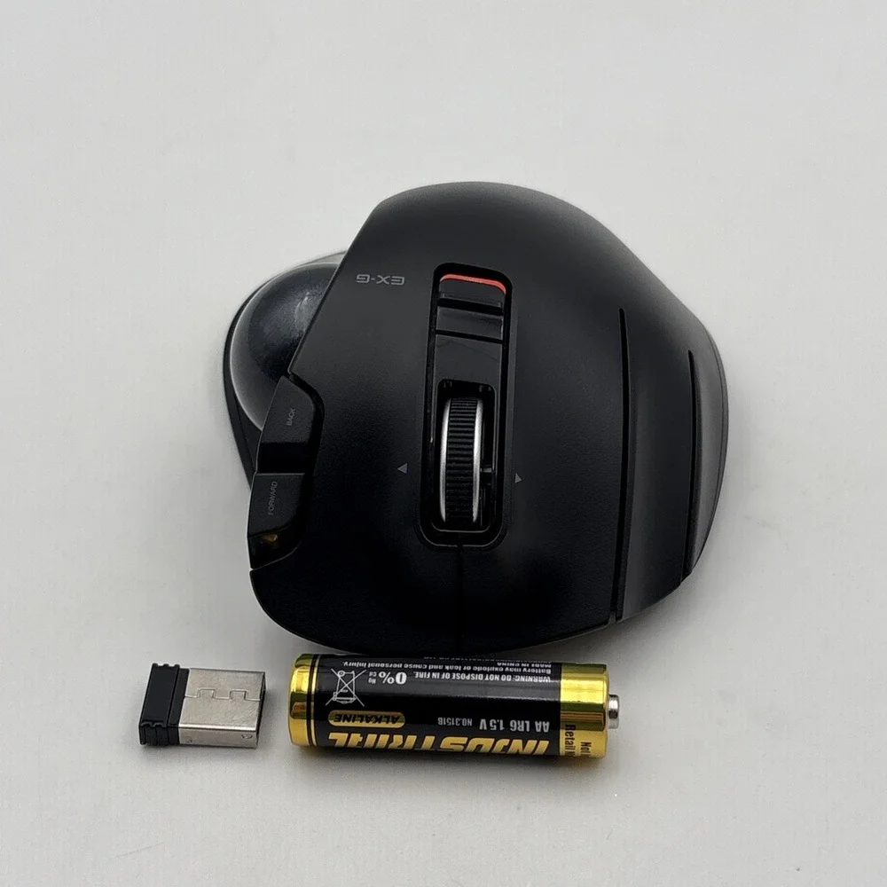 ELECOM EX-G Left-Hand Wireless Trackball Mouse Black M-XT4DRBK w/ USB Receiver